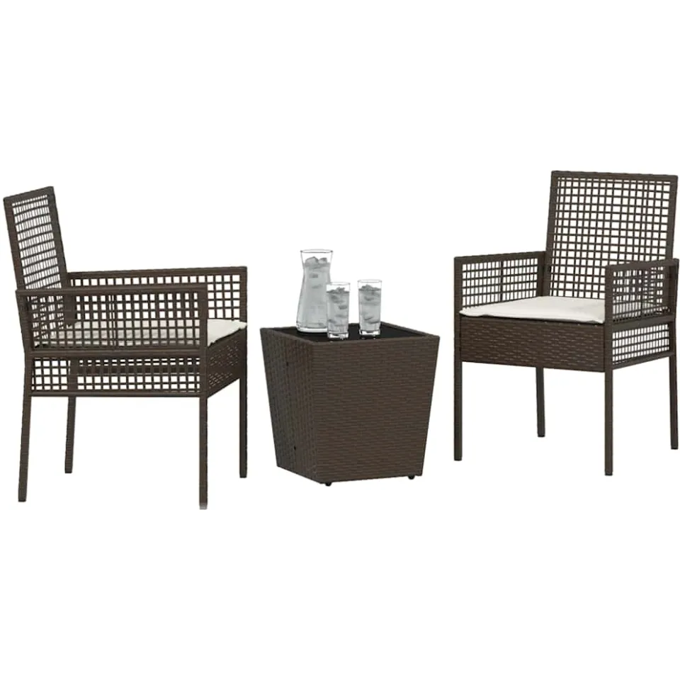 vidaXL Tuin Bistro Set 3 st Bruin poly rattan