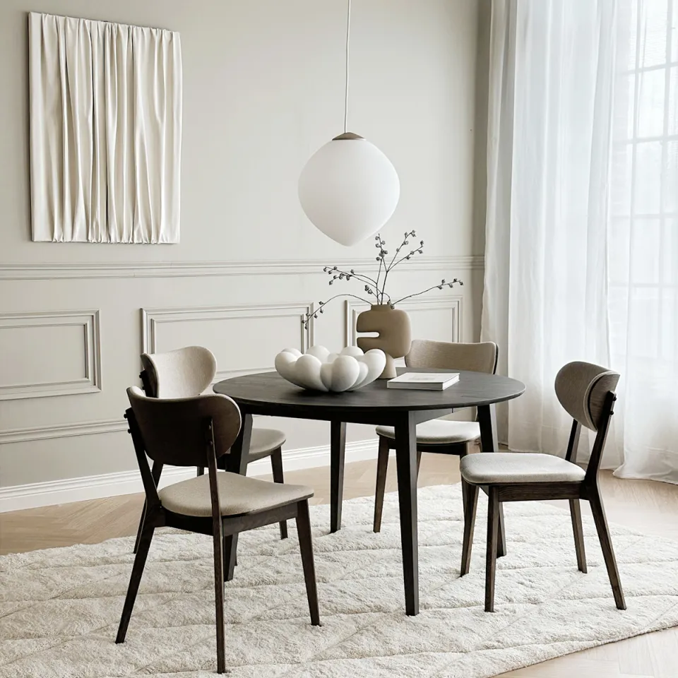 Rowico Home Kato eikenhouten eetkamerstoel donker eiken - met beige zitting, foto 4