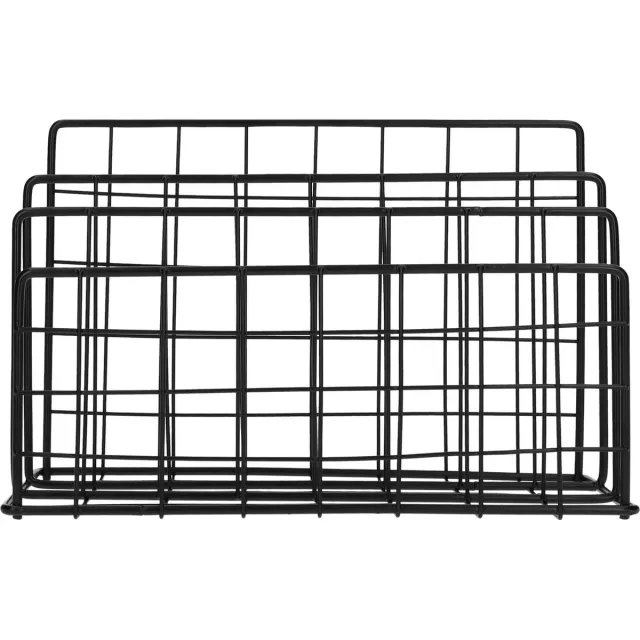 QUVIO Tijdschriftenrek - Tijdschriften organizer - Boekenrek - Tijdschriftenrek voor op bureau - Tijdschriftenhouder - Draadstaal - 3 vakken - Metaal - Zwart - 11 x 24 x 15 cm