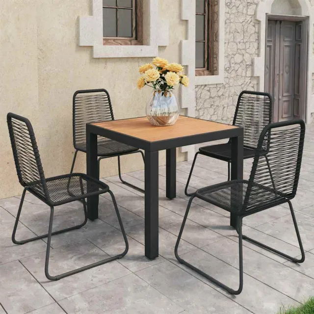 vidaXL 5-delige Tuinset PVC-rattan zwart en bruin