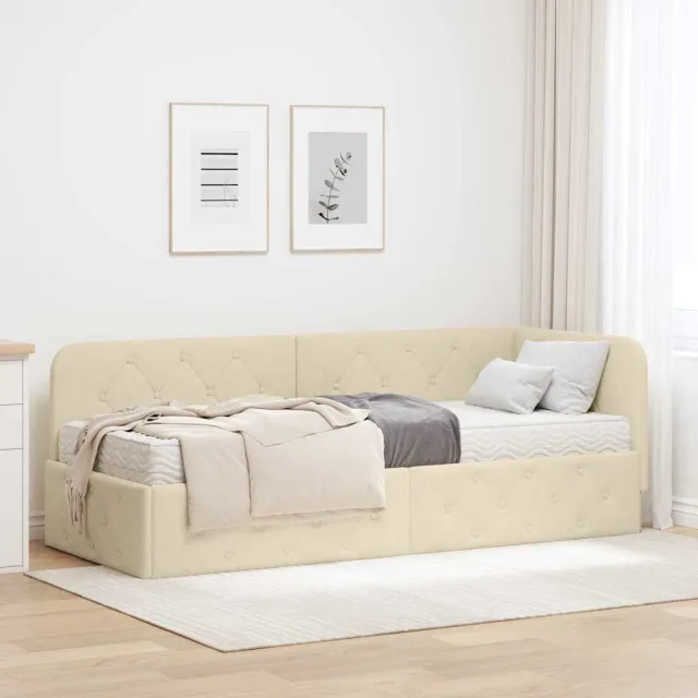 vidaXL Hoekbedframe Crème 80 x 200 cm Stof