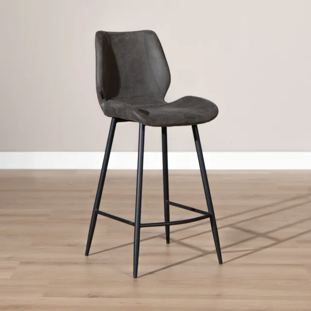 Bronx71 Industriële barkruk Barrel zwart/antraciet eco-leer 69 cm - barstoel