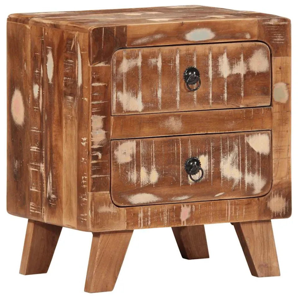 vidaXL Nachtkastje 2 st 40x32x46 cm massief gerecycled hout bruin, foto 4