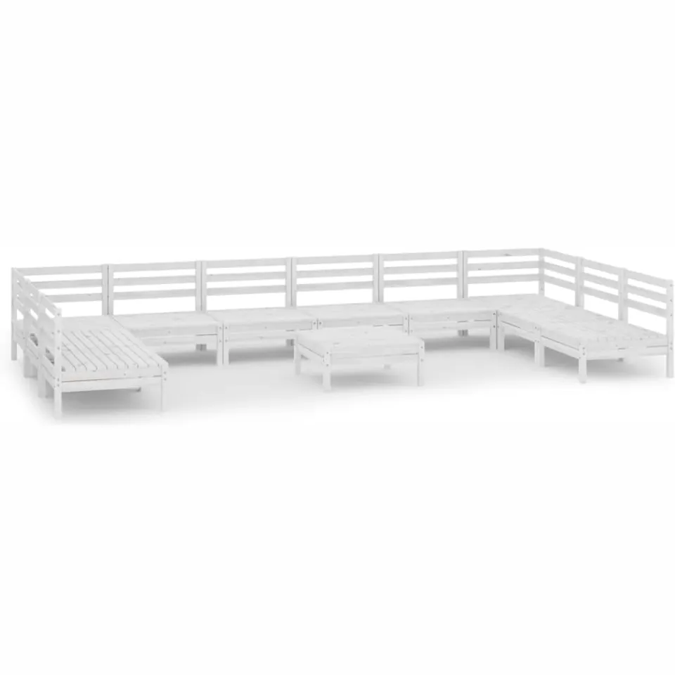 vidaXL 11-delige Loungeset massief grenenhout wit, foto 3