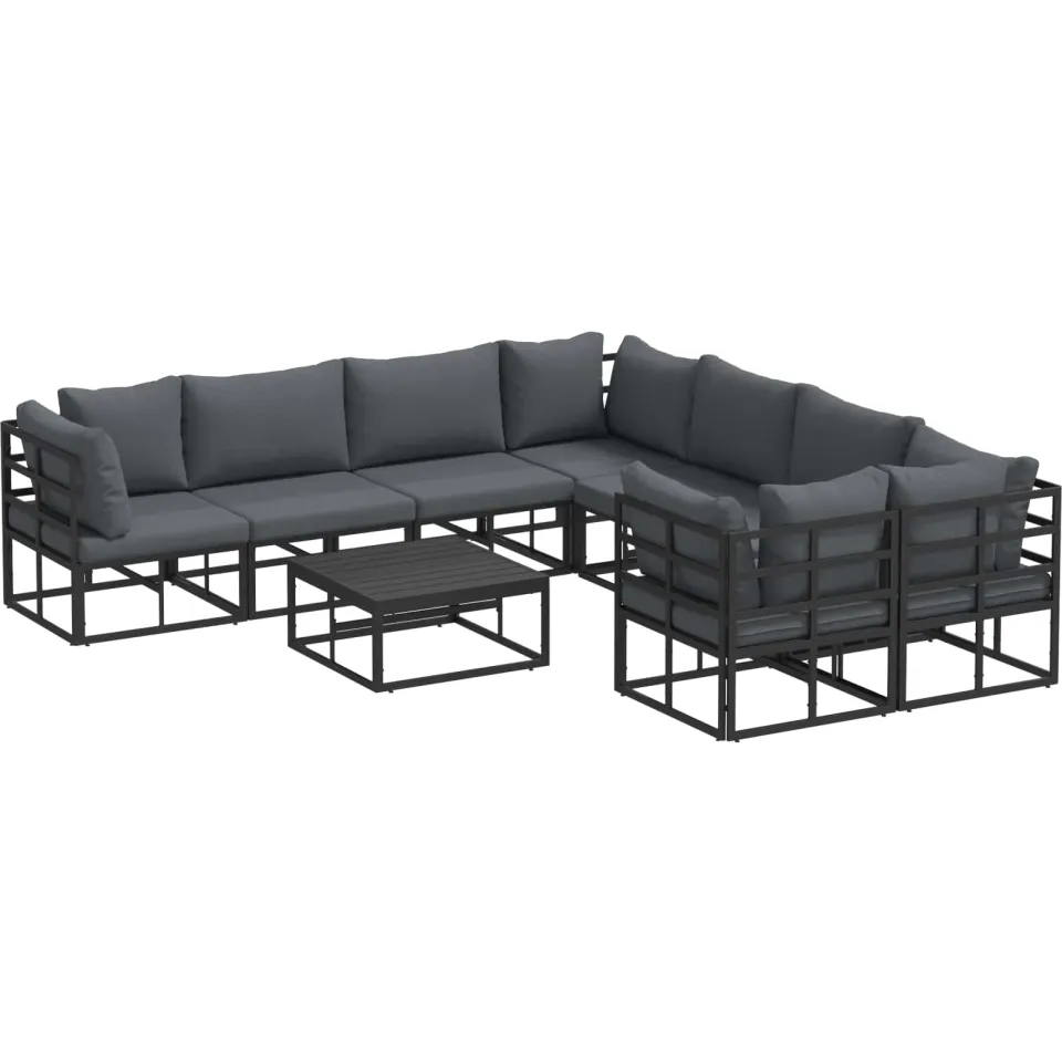 vidaXL Tuinbankenset 9 st Zwart Staal