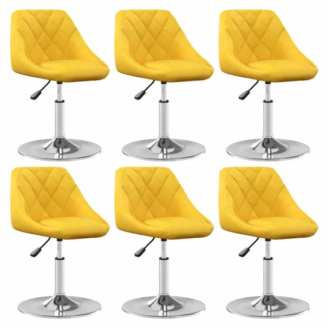 vidaXL Eetkamerstoelen draaibaar 6 st fluweel mosterdgeel, foto 2