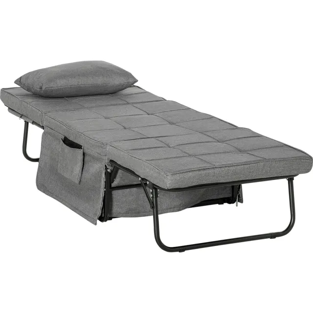 Homcom Opklapbed met matras - Slaapbank - Logeerbed 4-in-1 - Grijs