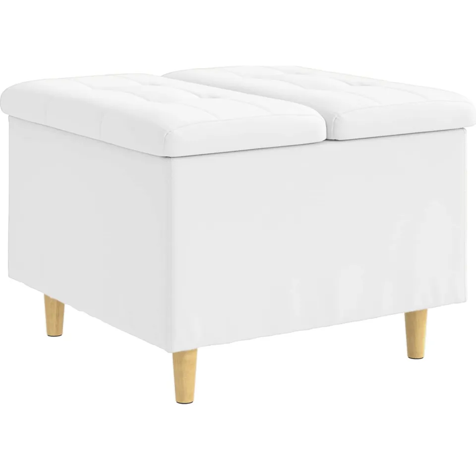vidaXL Ottoman met Opbergruimte Wit 60 x 60 x 45 cm Kunstleer, foto 3
