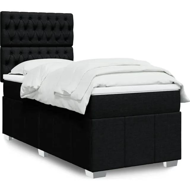vidaXL Boxspring met matras stof zwart 90x200 cm