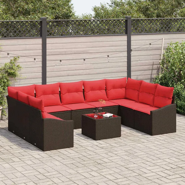 vidaXL Bankstel 10 st Bruin poly rattan, foto 2