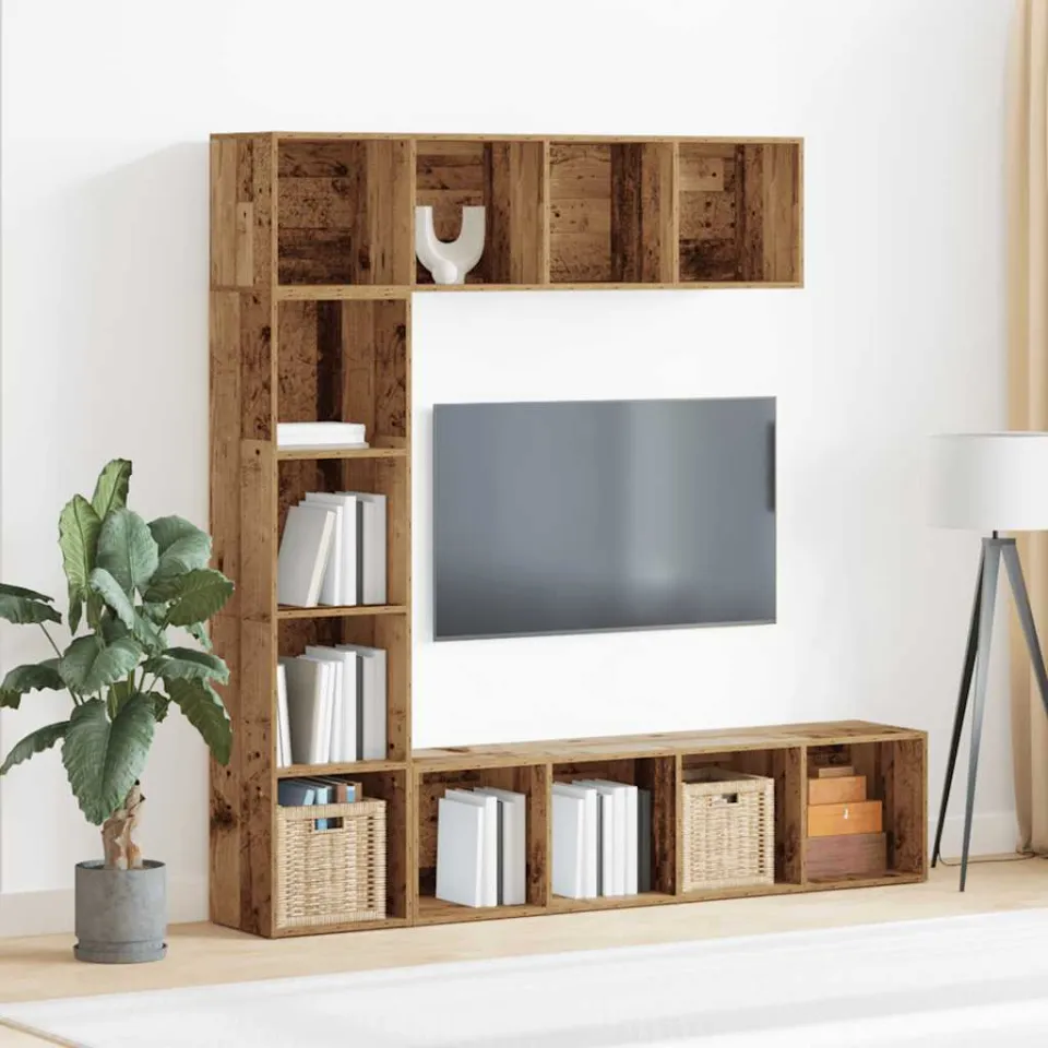 vidaXL Boekenkasten 3 st bewerkt hout oud houtkleurig bruin, foto 2