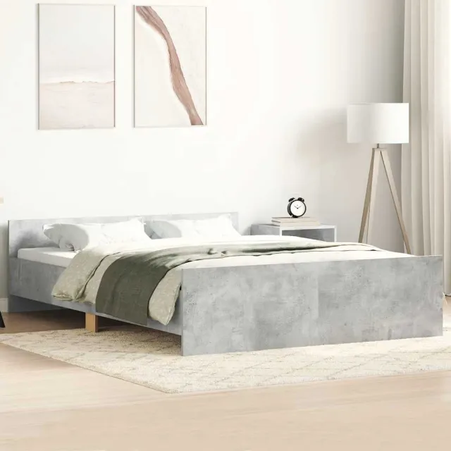 vidaXL Bedframe met hoofd- en voeteneinde betongrijs 120x200 cm