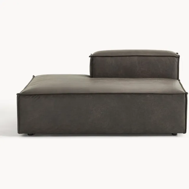 Westwing Collection Leren chaise longue module Lennon taupe