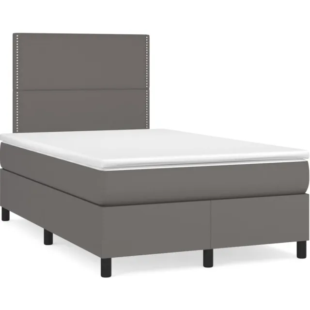 vidaXL Boxspring met matras en LED kunstleer grijs 120x190 cm