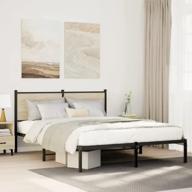 vidaXL Bedframe zonder matras metaal sonoma eikenkleurig 140x190 cm