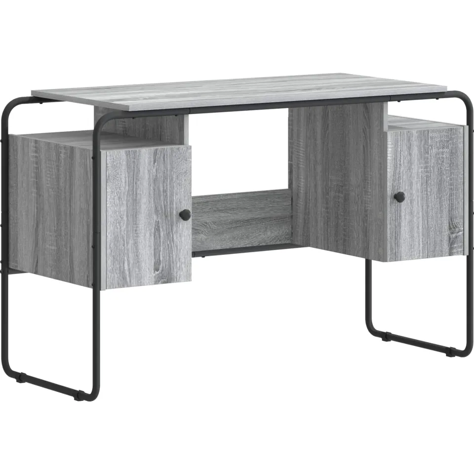 vidaXL Bureau met opbergruimte Grijs Sonoma 120 x 50.5 x 75.5 cm, foto 3