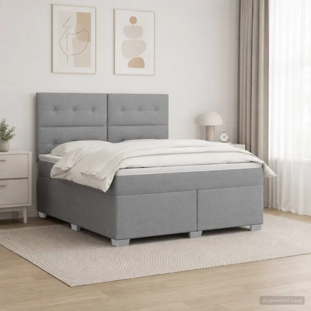 vidaXL Boxspringbed met matras Lichtgrijs 160 x 200 cm Stof