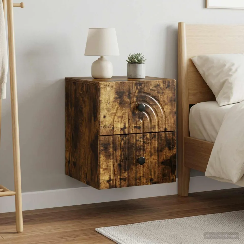 vidaXL Wandbeugel Bedkast 2 st Gerookt eiken 33 x 34,5 x 40 cm, foto 4
