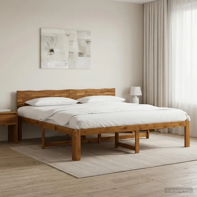 vidaXL Tweepersoonsbed met hoofdeinde ROSTOCK Naturel 180 x 200 cm Bruin