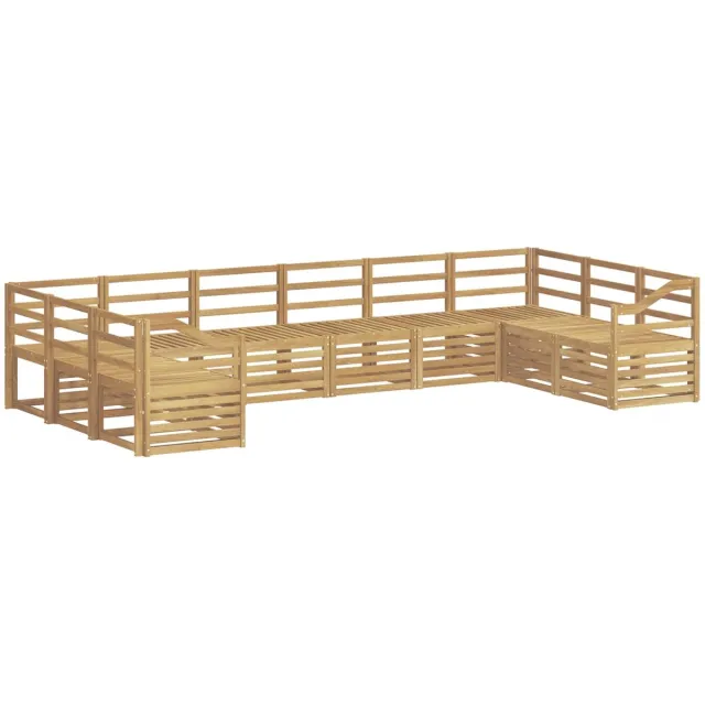 vidaXL Buiten - bank - set - 10 - st - 10-zits - Wit - Massief - Acacia - Hout