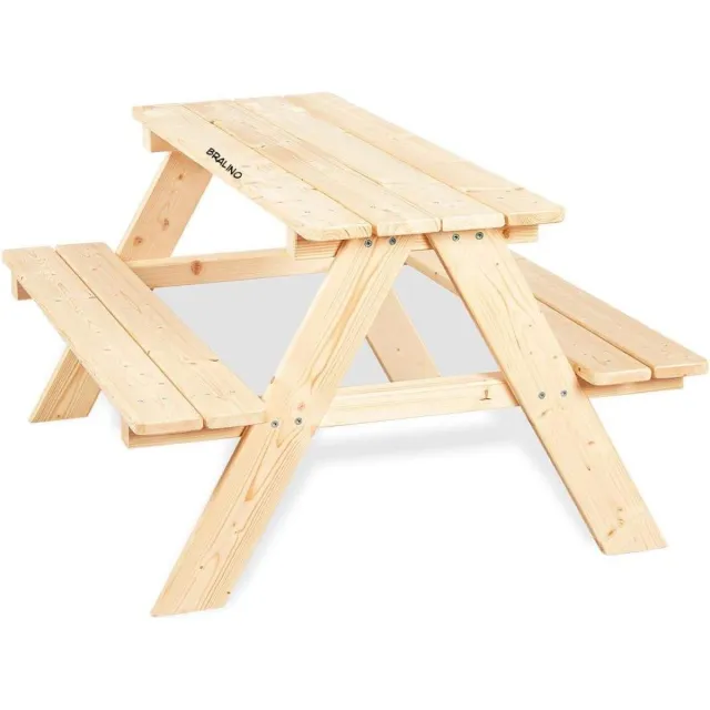 Kavo Picknicktafel - Picknicktafel Kind - Picknicktafel Kinderen - Bruin - 90cm x 79cm x 50cm Natuurlijk