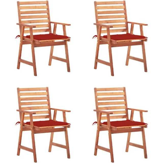 vidaXL Tuinstoelen 4 st met kussens massief acaciahout Rood