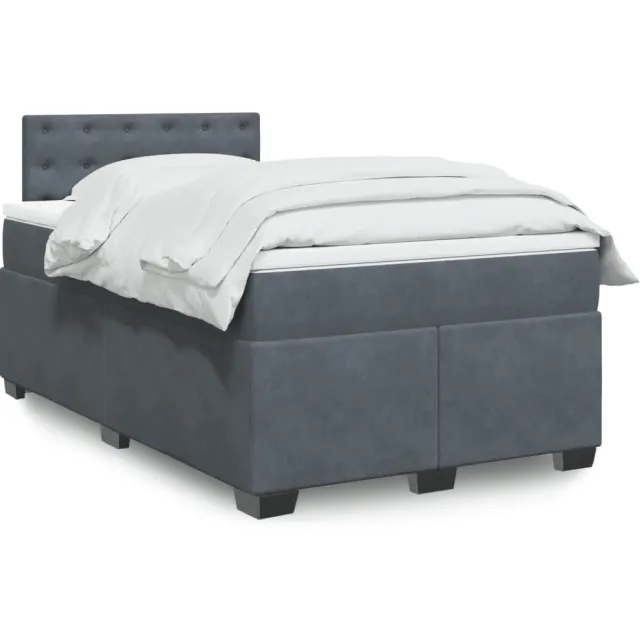 vidaXL Boxspring met matras fluweel donkergrijs 120x200 cm grijs