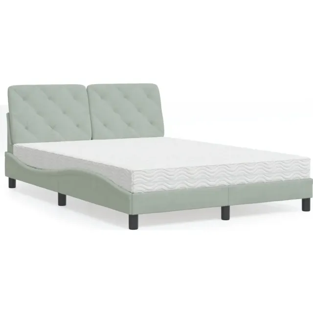 vidaXL Bed met matras fluweel lichtgrijs 120x200 cm