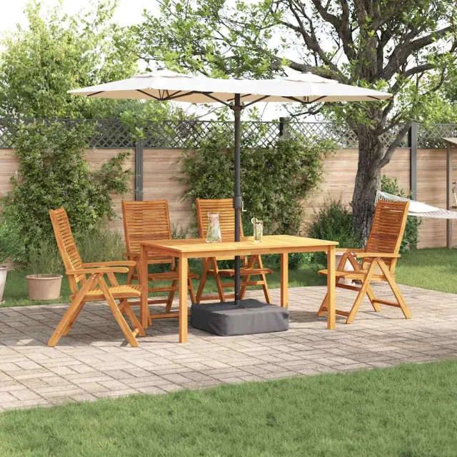 vidaXL Tuin eettafelset 5 st Bruin Massief Acaciahout