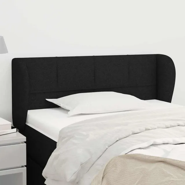 vidaXL Hoofdbord met randen 83x23x78/88 cm stof zwart