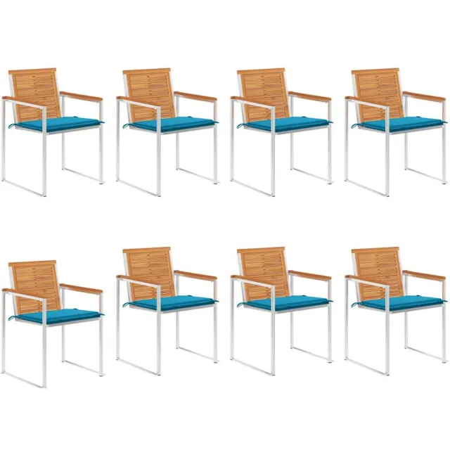 vidaXL Tuinstoelen 8 st met kussens massief acaciahout Blauw