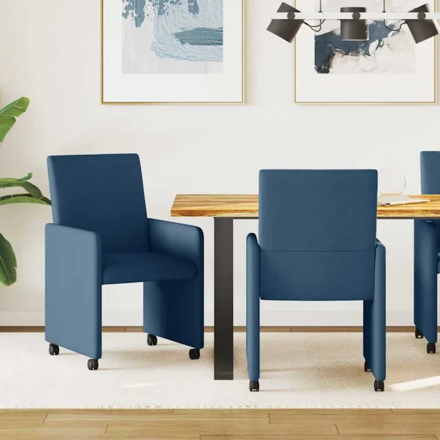 vidaXL Eetkamerstoelen met Wieltjes 2 st Katoenen stof Lichtgrijs, foto 2