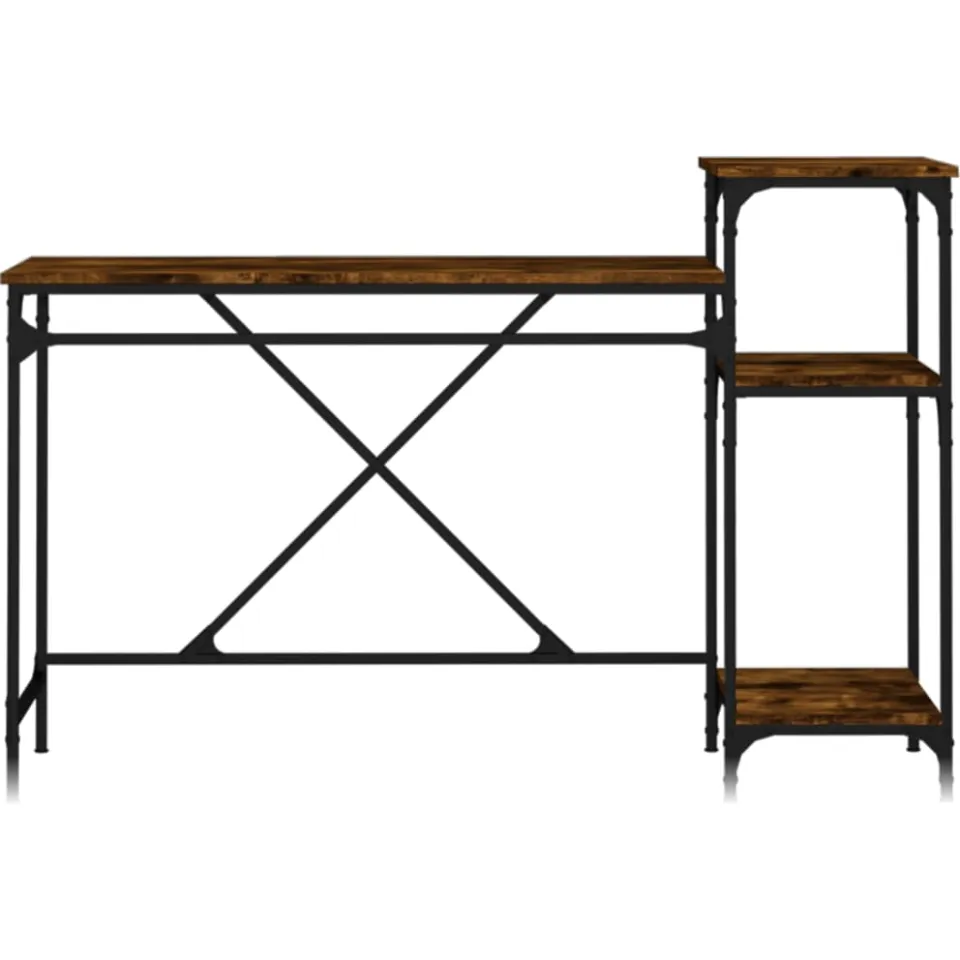 vidaXL Bureau 135x50x90 cm bewerkt hout en ijzer gerookt eikenkleurig, foto 4
