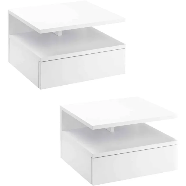 Bruinsma INEX Nachtkastje Zwevend - Nachtkastjes Set Van 2 - Nachtkastjes Modern - Hangend Nachtkastje - 35Lx32Bx22.5H CM - Wit