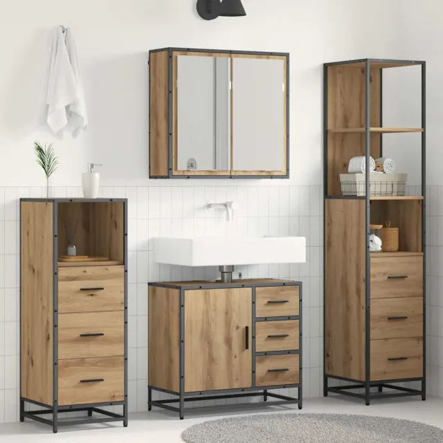 vidaXL Badkamermeubelset 4 st Artisan Eiken Bewerkt hout, foto 2