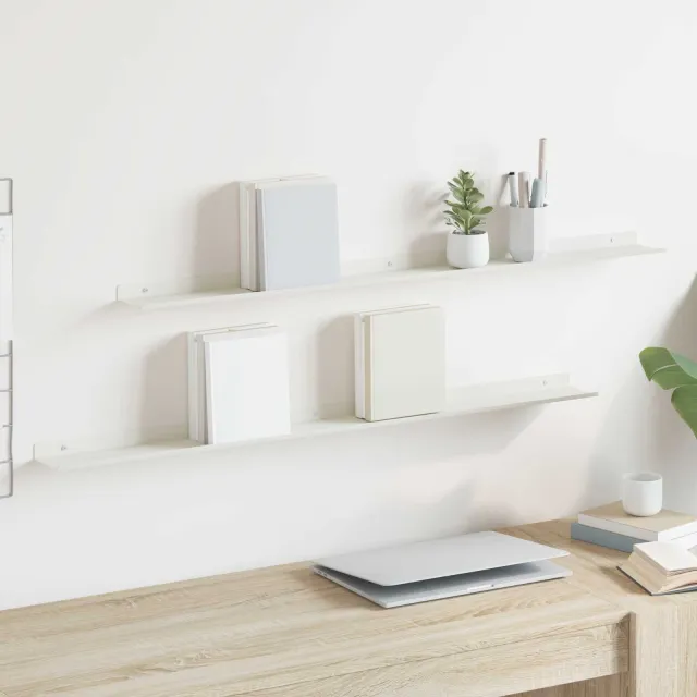 vidaXL Drijvende plank 2 st Wit 100 x 9 x 2,5 cm Staal