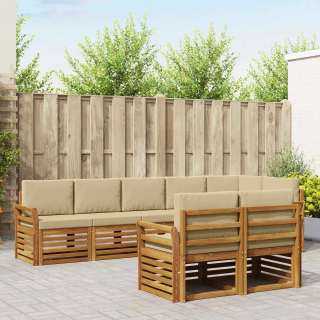 vidaXL Buiten bankenset 8 st 8-zits Natuurlijk en Beige