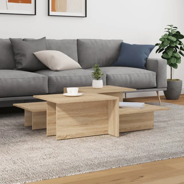 vidaXL Salontafels 2 st bewerkt hout sonoma eikenkleurig, foto 2