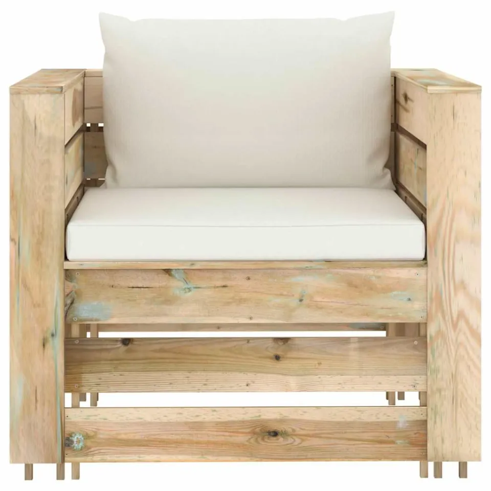 vidaXL 2-delige Loungeset met kussens groen geïmpregneerd hout, foto 3