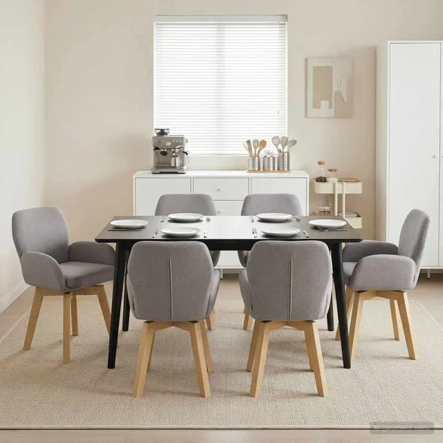 vidaXL Draai Eetstoelen 6 st Bouclé Lichtgrijs 54 x 58 x 87 cm
