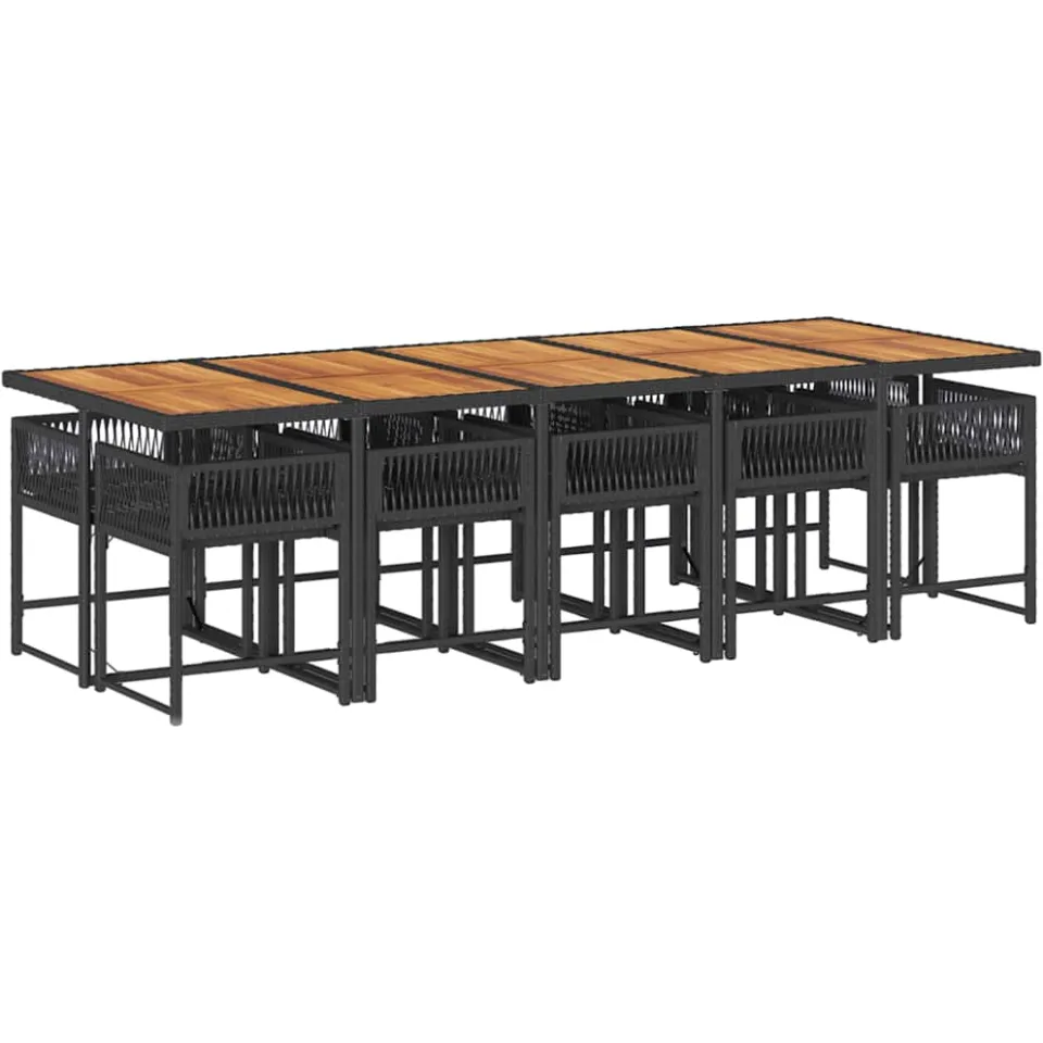 vidaXL 11-delige Tuinset met kussens poly rattan zwart, foto 4