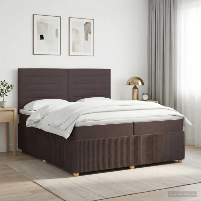 vidaXL Boxspringbed met matras Donkerbruin 200 x 200 cm Stof