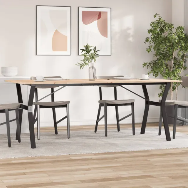 vidaXL Eettafel Y-frame 200x100x75 cm massief grenenhout en staal