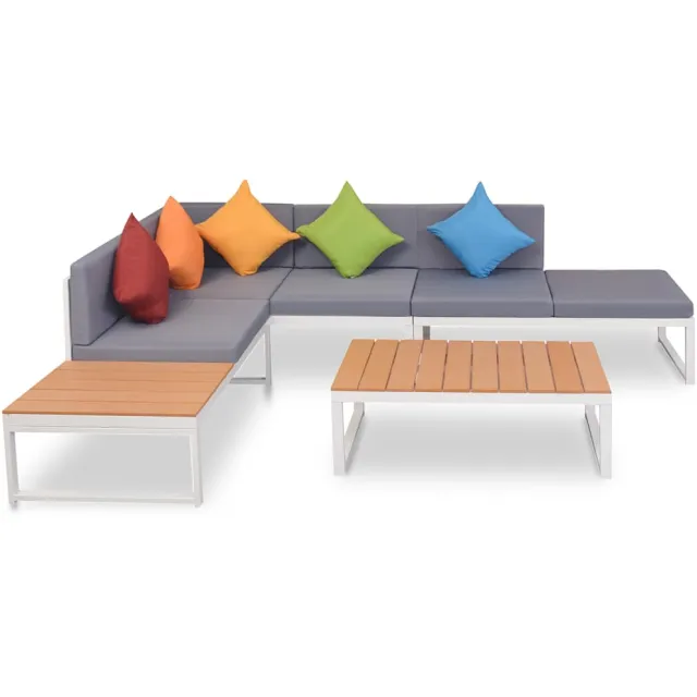 vidaXL 4-delige Loungeset met kussens aluminium en HKC Meerkleurig
