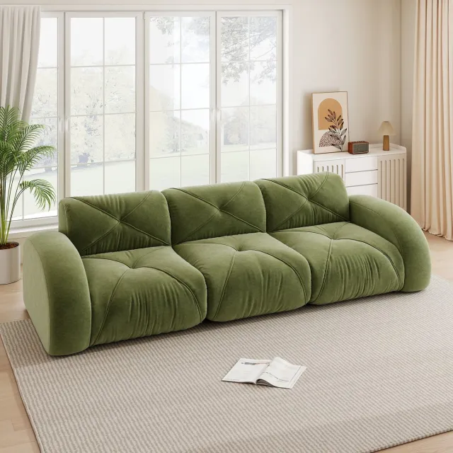 MIVRAY Hoekbank 3-Zits - Modulair En Frameloos Ontwerp - Voor Woonkamer En Lounge - Chenille - Groen