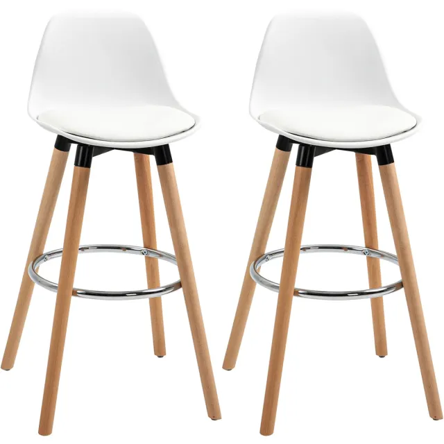 Homcom Barstool-PU-43x43x91cm-Wit