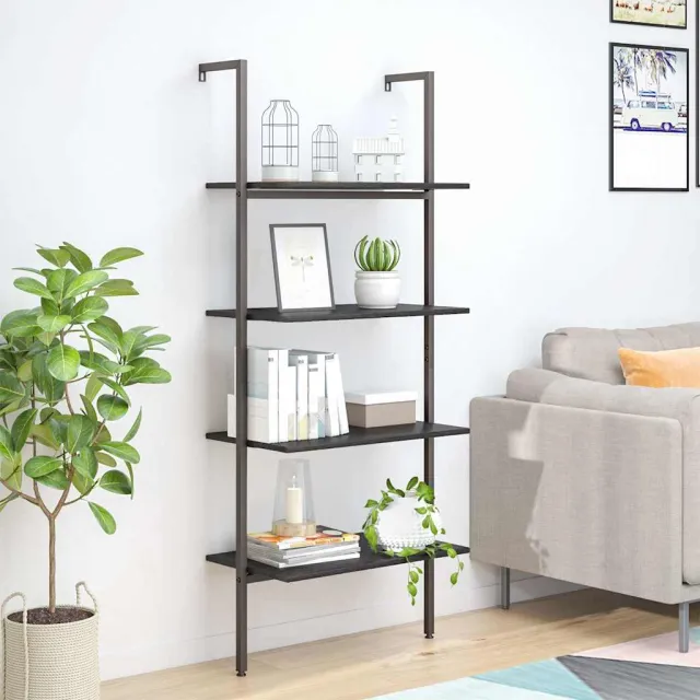 vidaXL Ladderrek met 4 schappen 64x35x152,5 cm zwart, foto 2