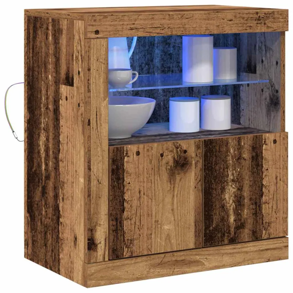 vidaXL LED Sideboard Bruin 60,5 x 37 x 67 cm Bewerkt hout