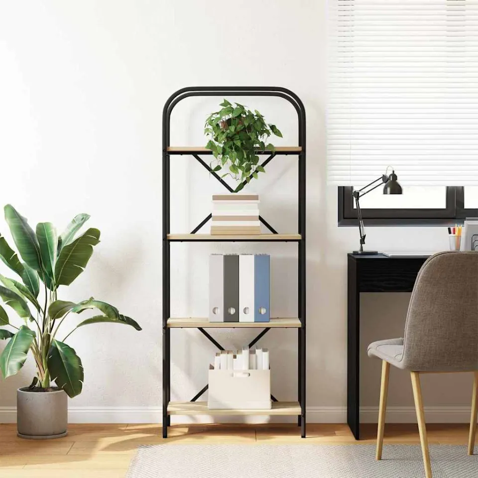 vidaXL Boekenkast 4-laags 60 x 30 x 146 cm Bewerkt hout Sonoma Eiken, foto 4