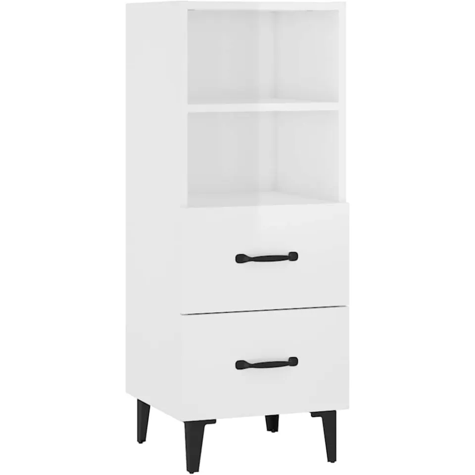 vidaXL Dressoir 34,5x34x90 cm bewerkt hout hoogglans wit